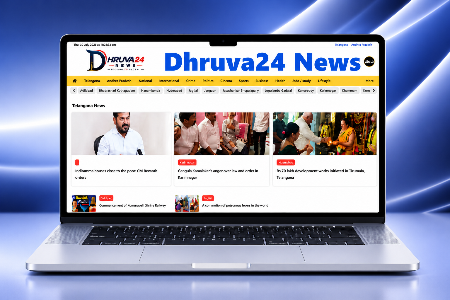Dhruva24 News Website - Dexterous Technology Portfolio