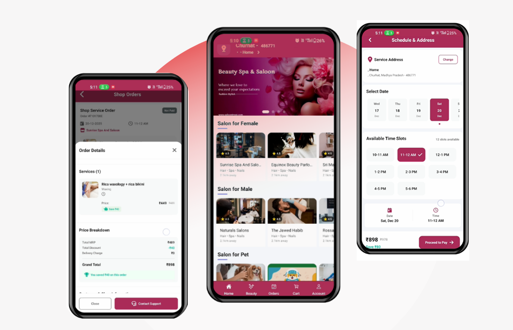 Salon Treat Mobile App - Mobile App by Dexterous Technology
