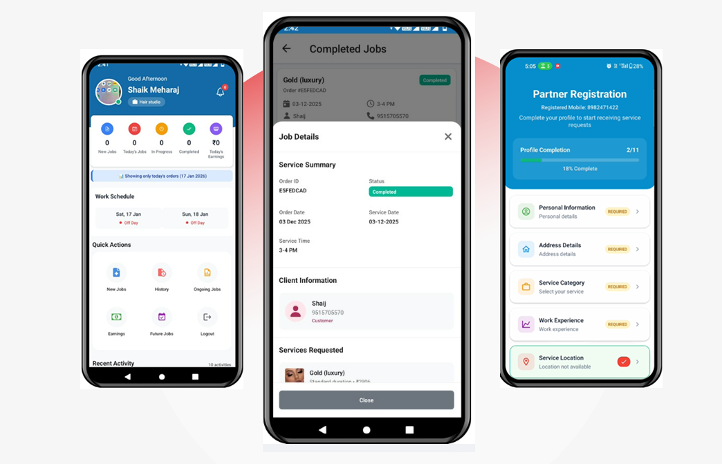 Salon Treat Partner App - Mobile App by Dexterous Technology