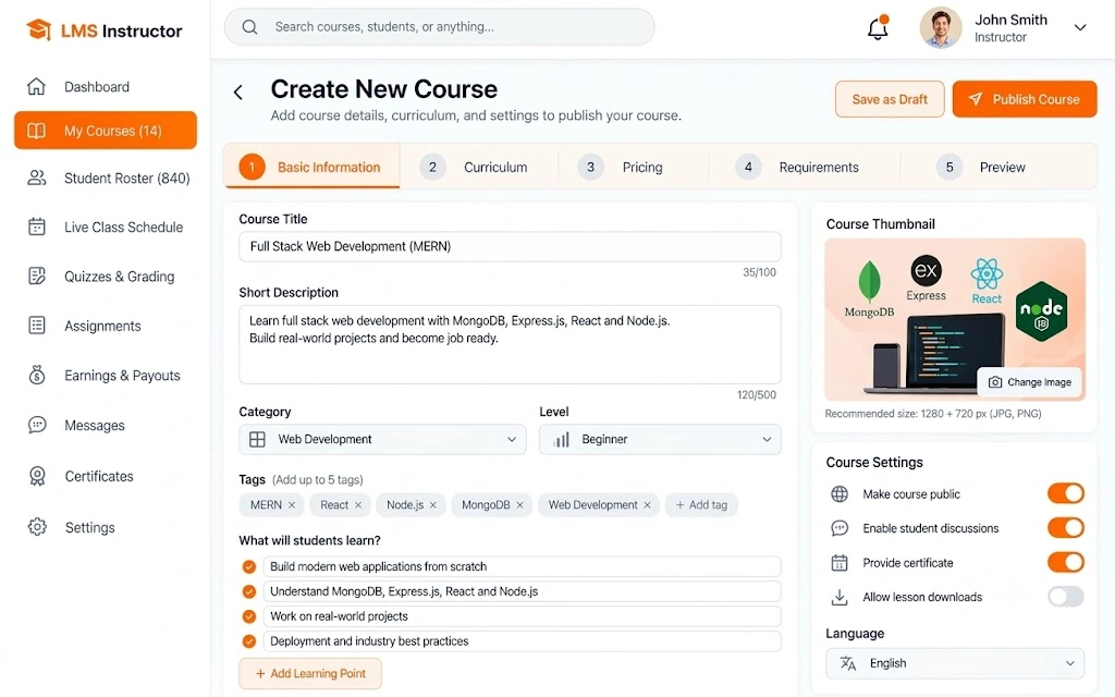 Live Classroom & Timetable
